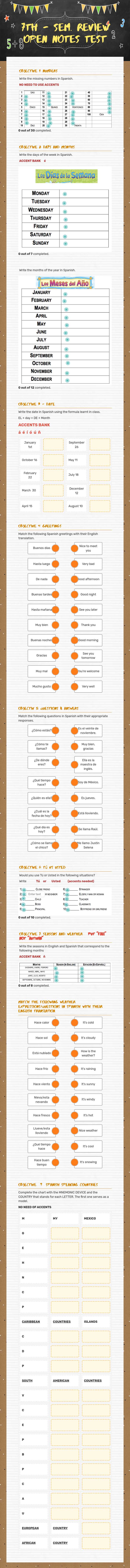 7th - sem. Review OPEN NOTES TEST worksheet preview image
