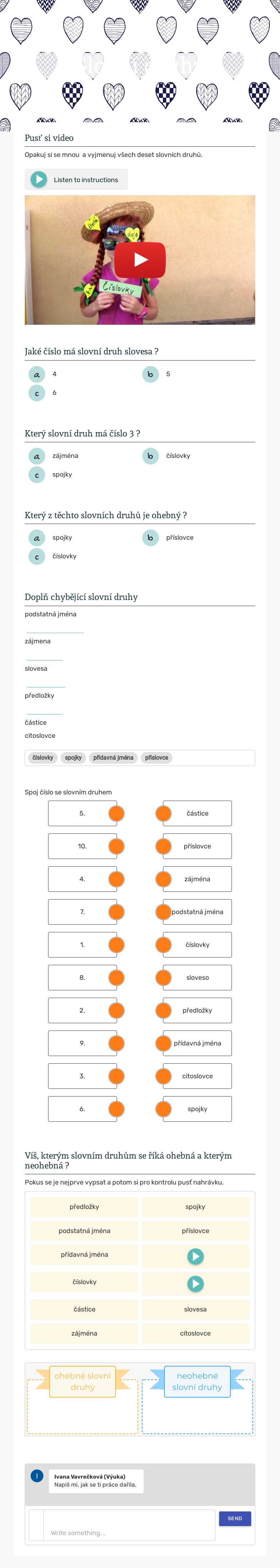 Slovní druhy worksheet preview image
