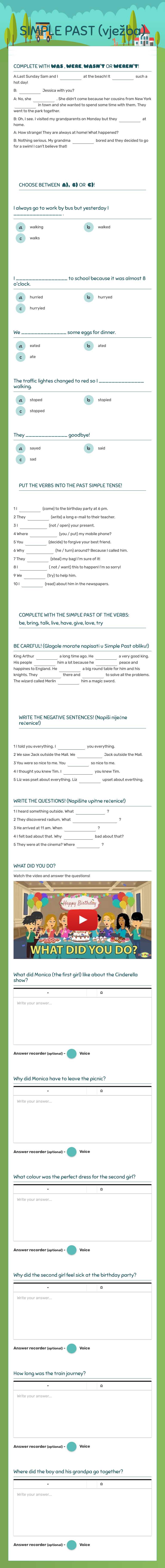 SIMPLE PAST (vježba) worksheet preview image