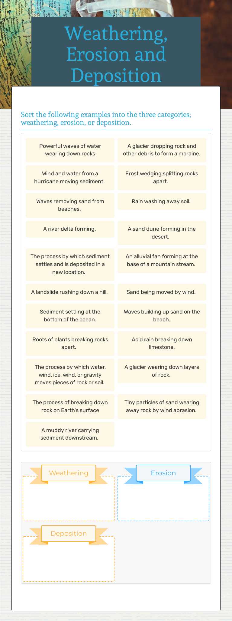 Weathering, Erosion and Deposition Grade 10 worksheet preview