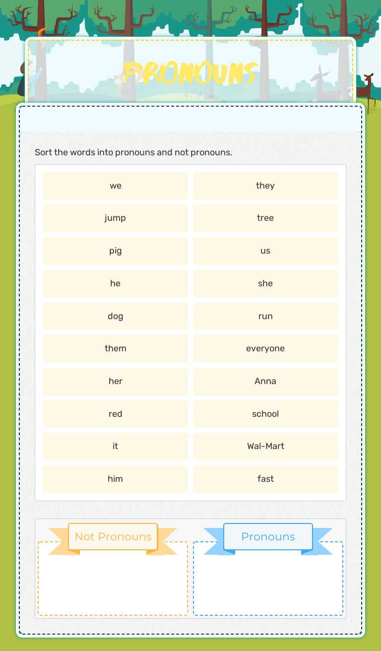 Pronouns worksheet preview image