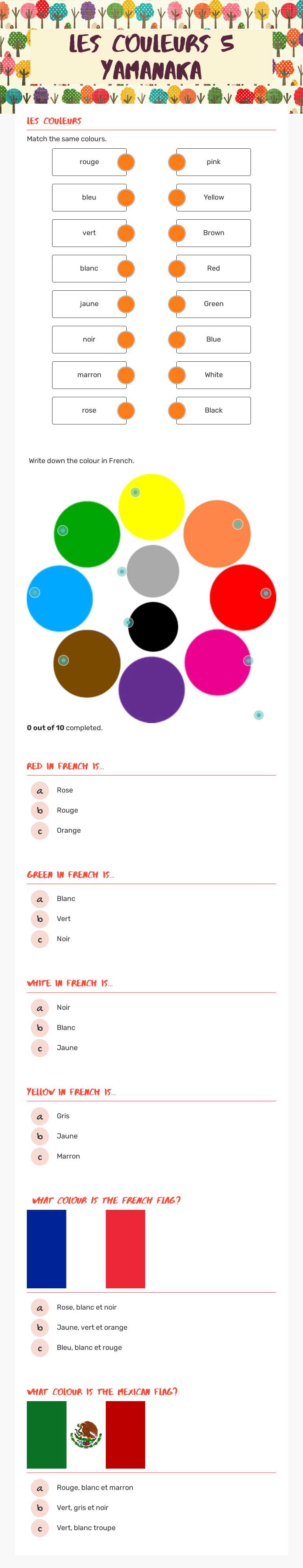 Les Couleurs 5 Yamanaka worksheet preview image