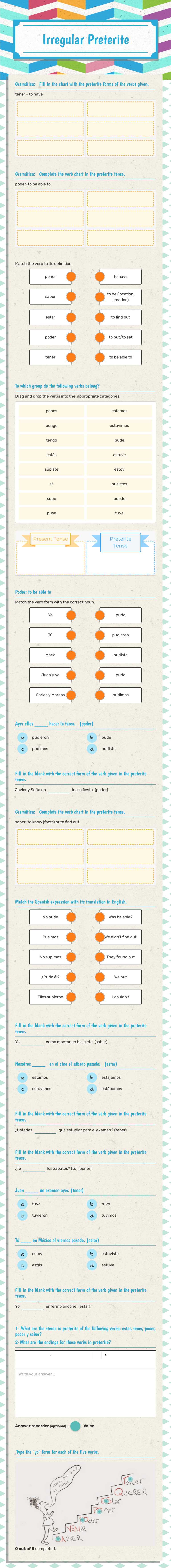 Irregular Preterite worksheet preview image