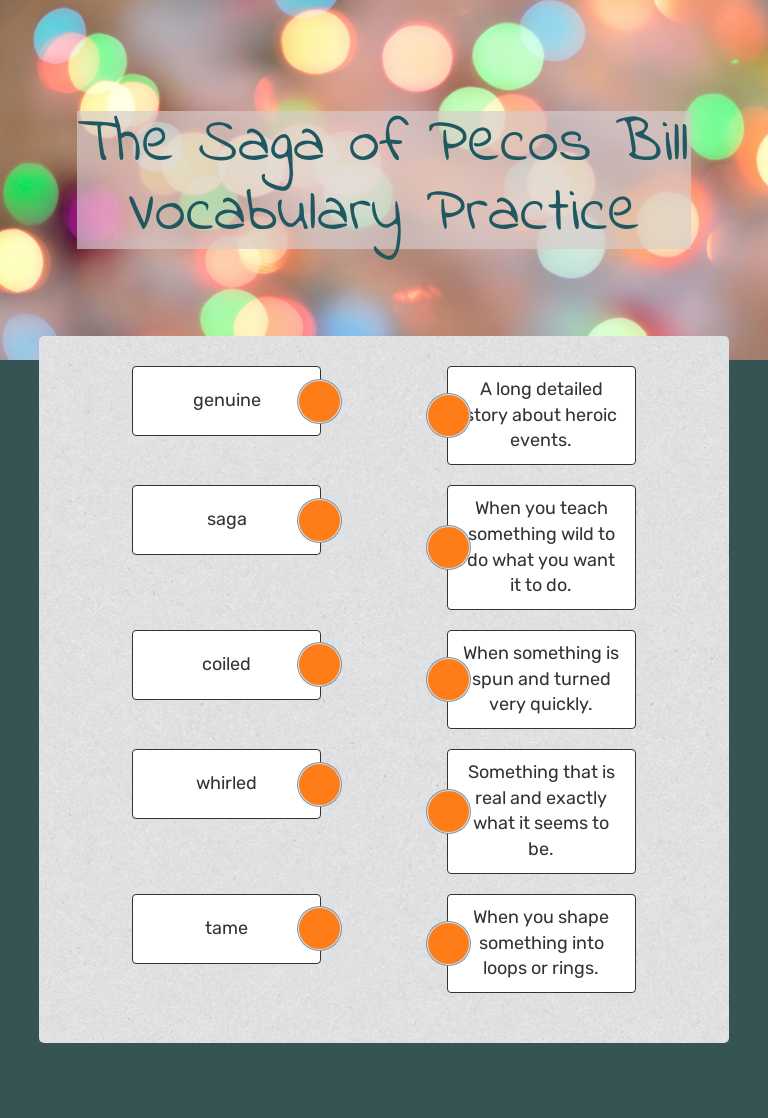 The Saga of Pecos Bill Vocabulary Practice worksheet preview image