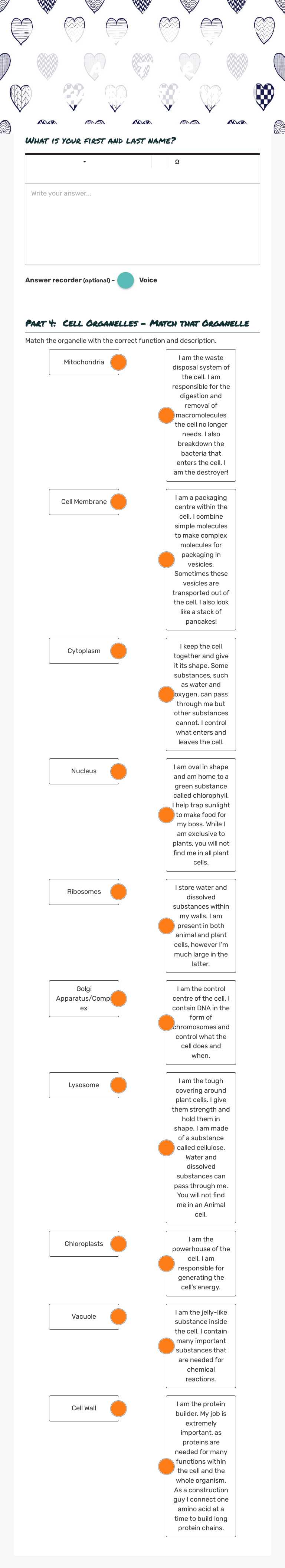 7th Grade - Cells and their organelles Review Grade 8 worksheet preview