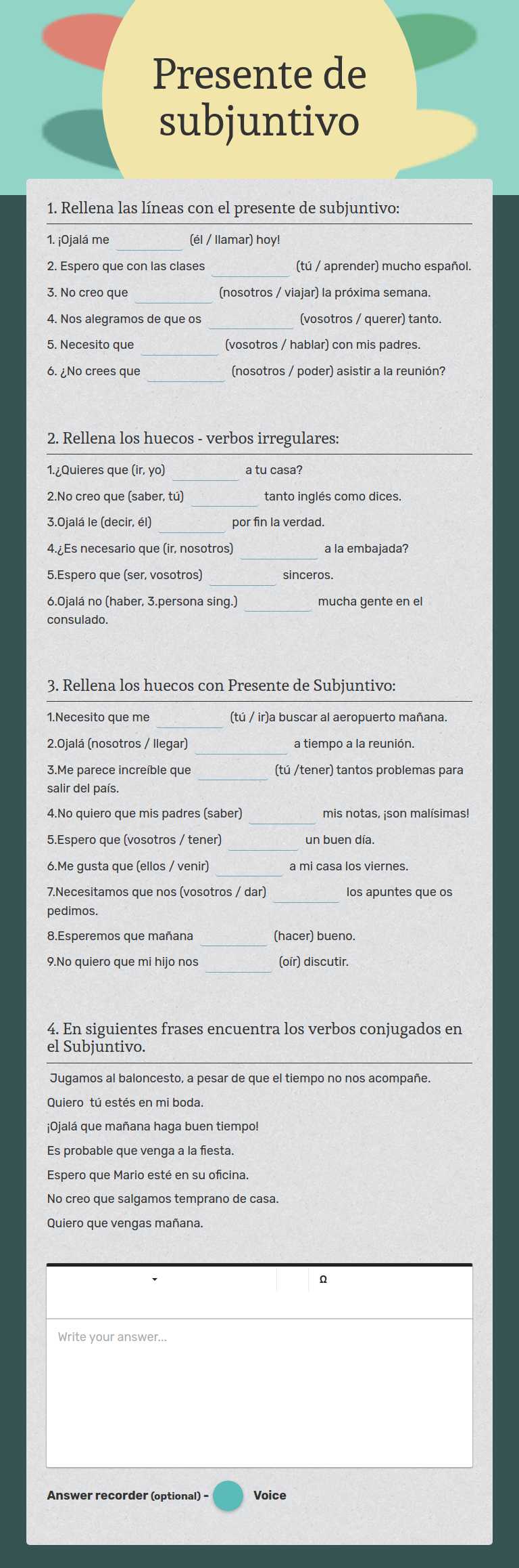Presente de subjuntivo Preschool worksheet preview