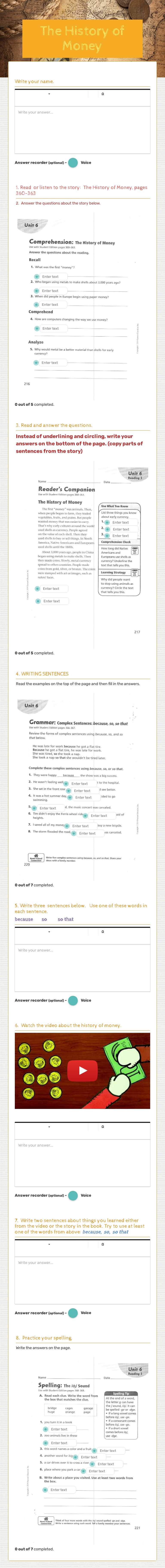 The History of Money worksheet preview image