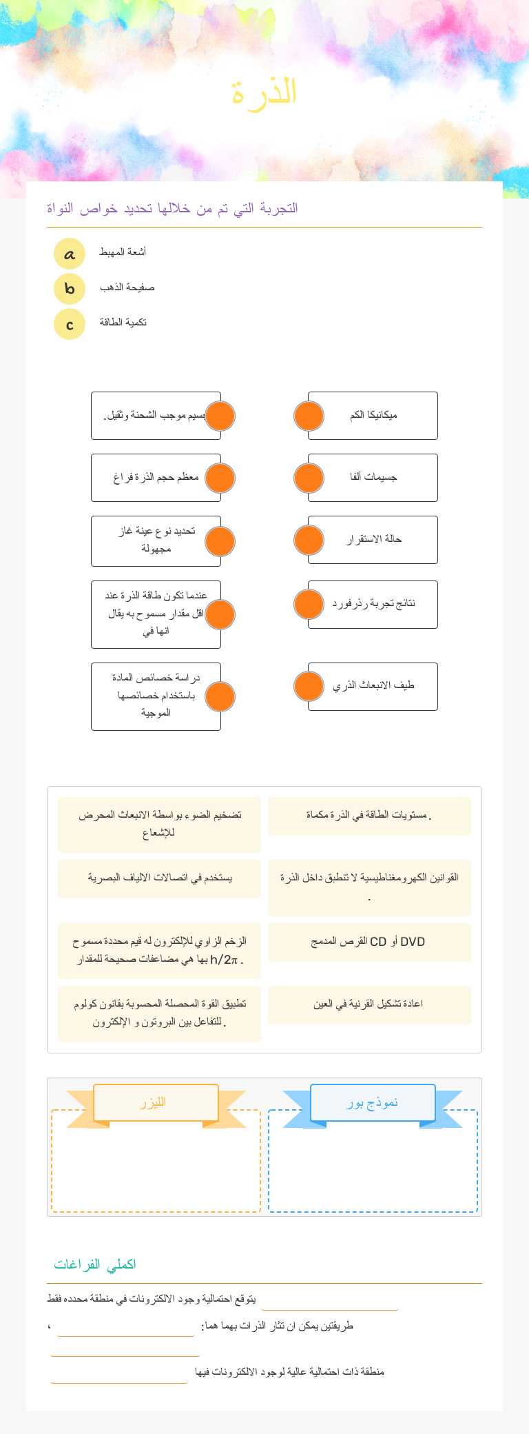 الذرة worksheet preview image