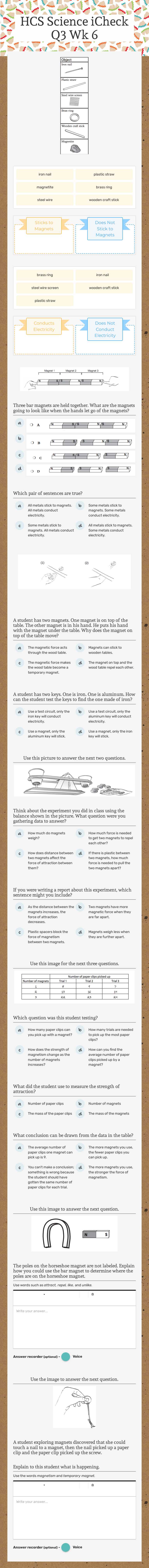 HCS Science iCheck Q3 Wk 6 Grade 4 worksheet preview