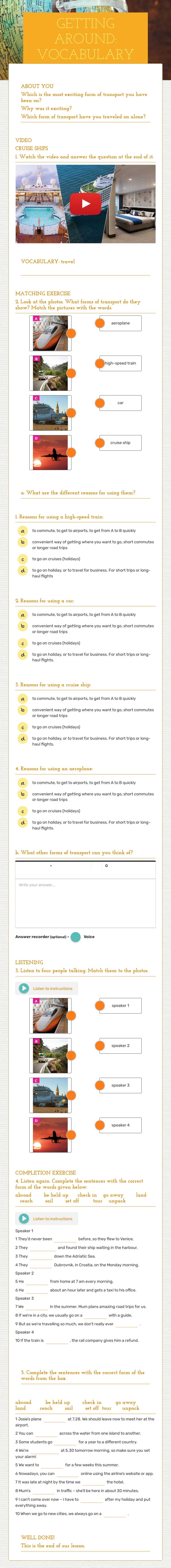 GETTING AROUND: VOCABULARY worksheet preview image