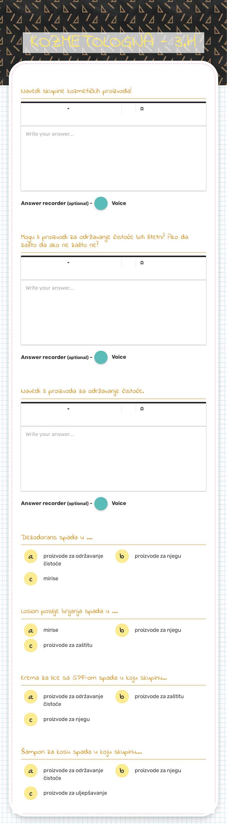 KOZMETOLOGIJA - 3.H Grade 11 worksheet preview
