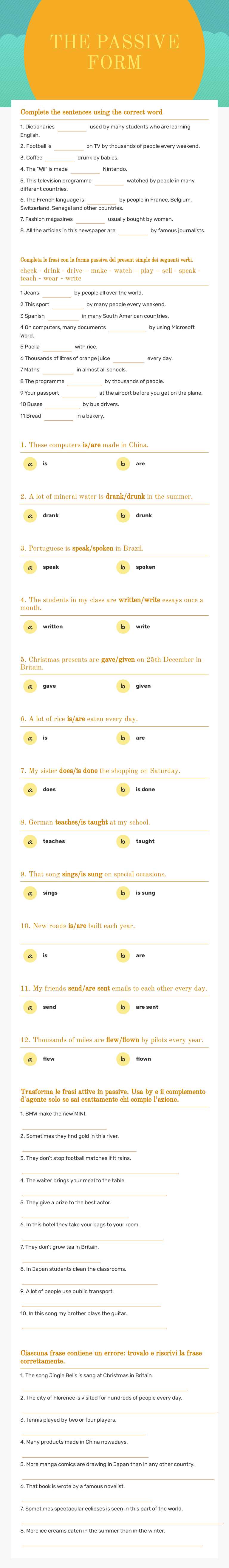 THE PASSIVE FORM worksheet preview image