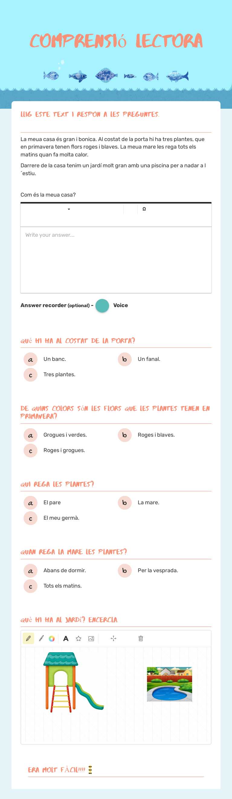 Comprensió lectora worksheet preview image