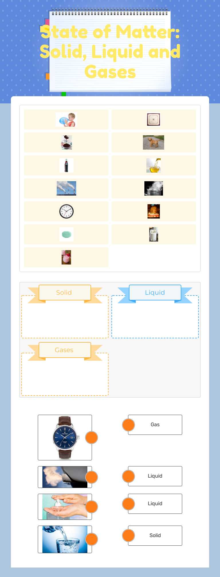 State of Matter: Solid, Liquid and Gases Grade 4 worksheet preview