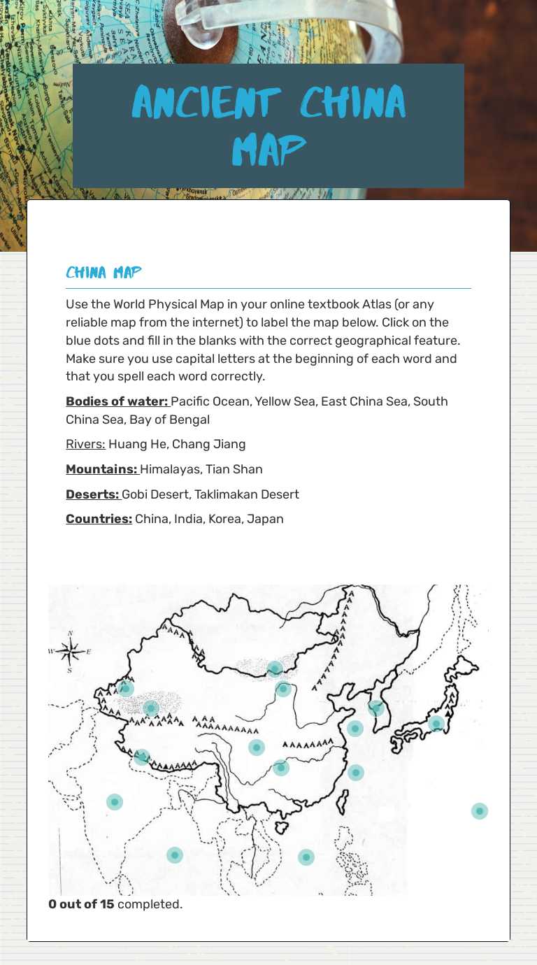 Ancient China Map worksheet preview image