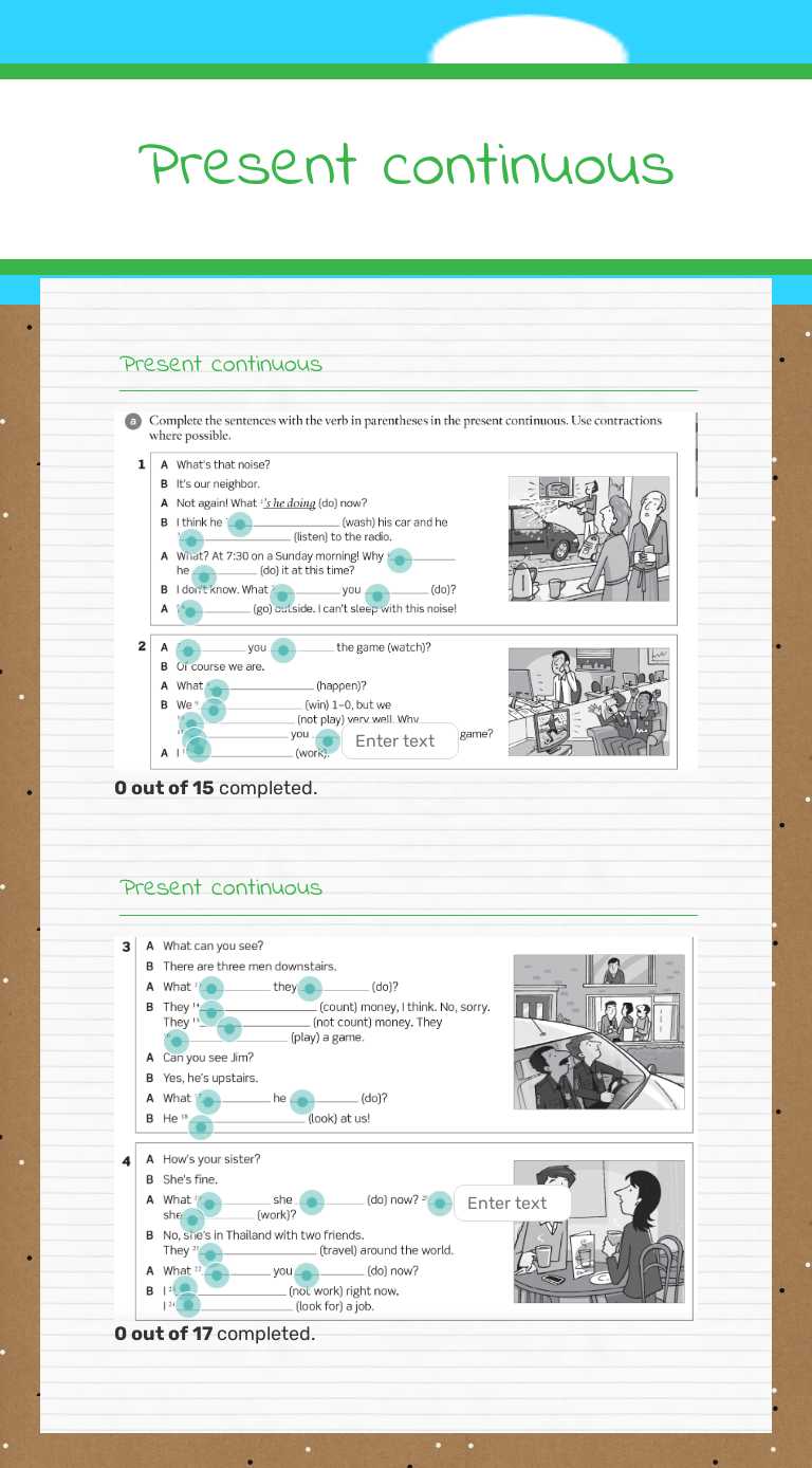 Present continuous by Anahi Rodriguez | Interactive Worksheet | Wizer.me