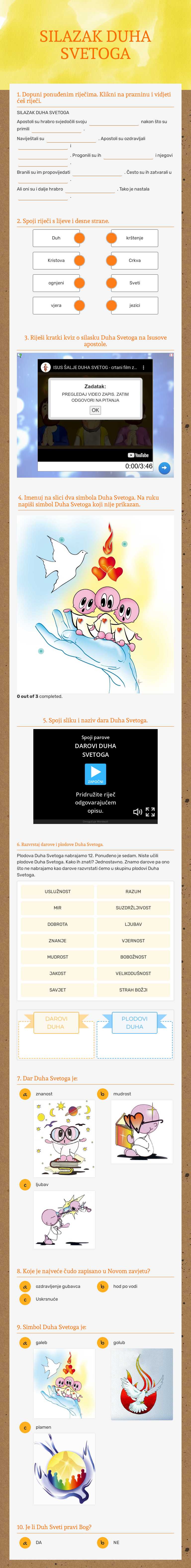 SILAZAK DUHA SVETOGA worksheet preview image