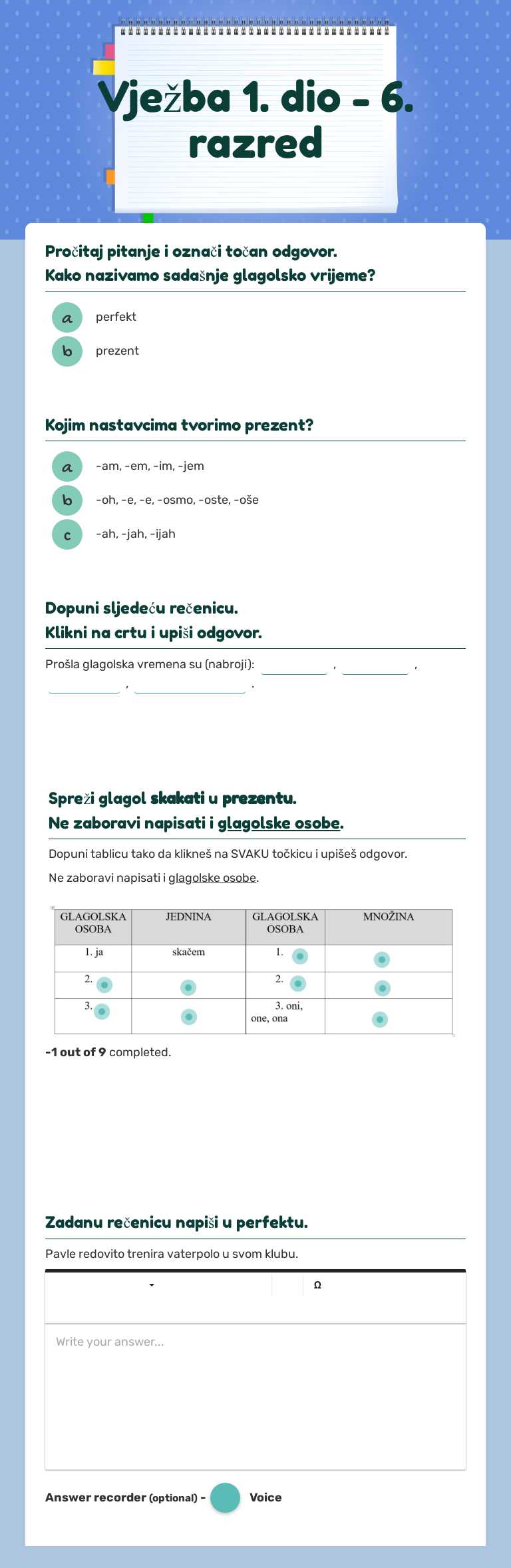 Vježba 1. dio - 6. razred Other worksheet preview