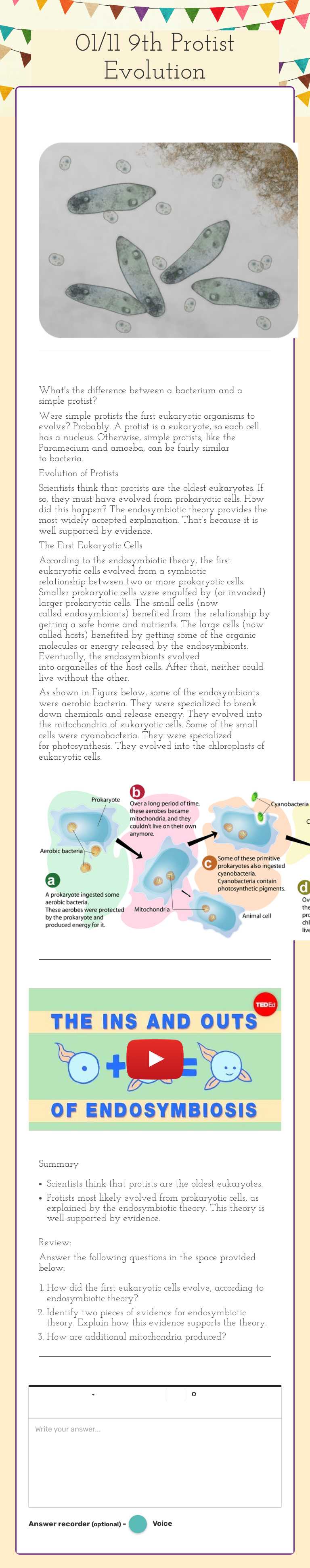 01/11 9th                       Protist Evolution worksheet preview image
