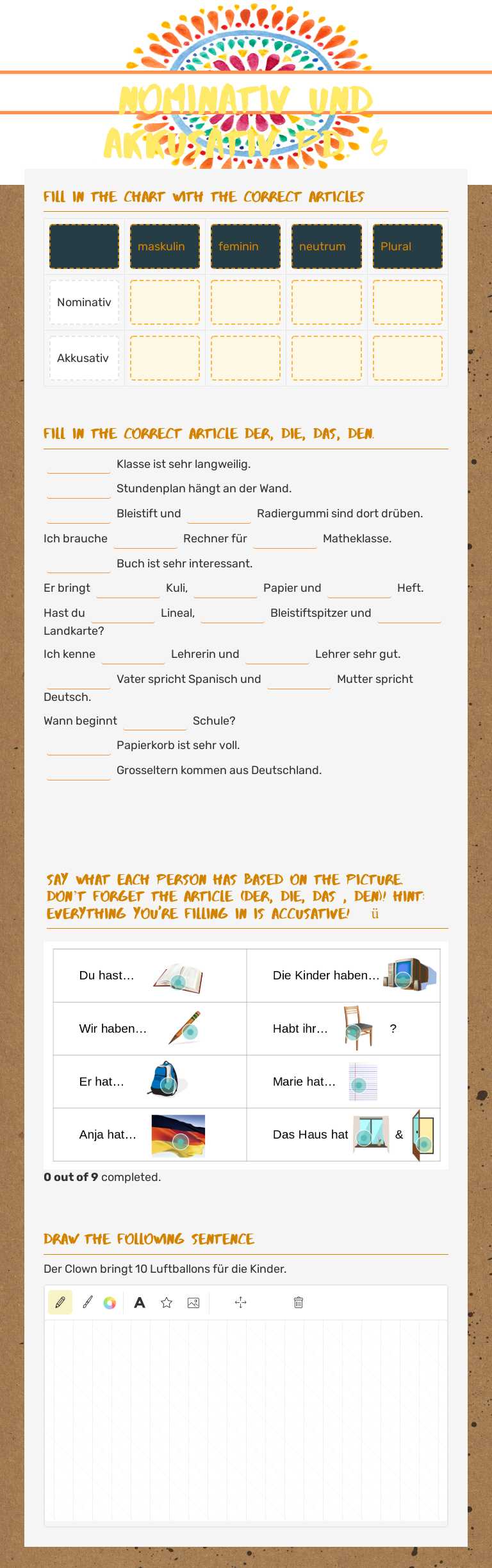 Nominativ und Akkusativ  Pd. 6 Grade 9 worksheet preview