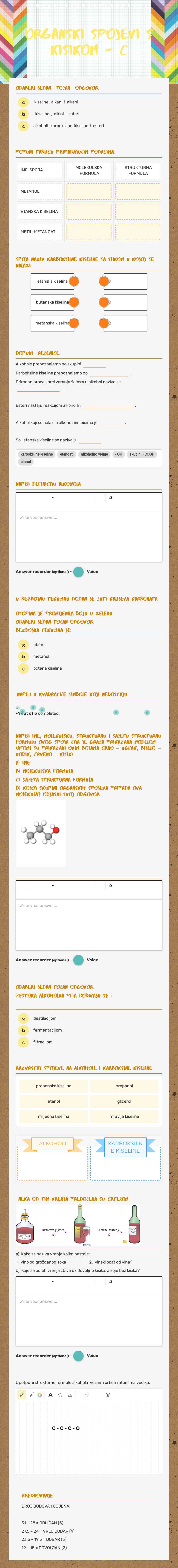 ORGANSKI SPOJEVI S KISIKOM - C worksheet preview image