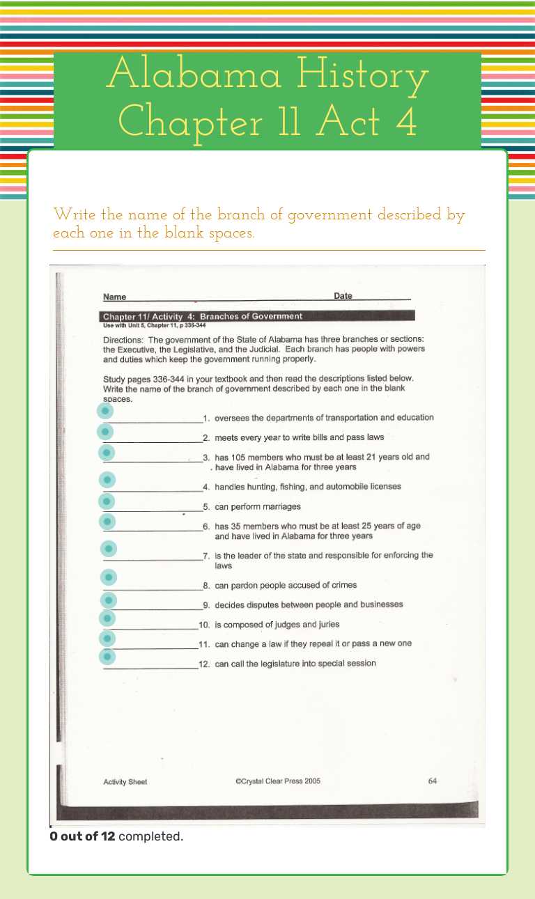 Alabama History Chapter 11 Act 4 worksheet preview image