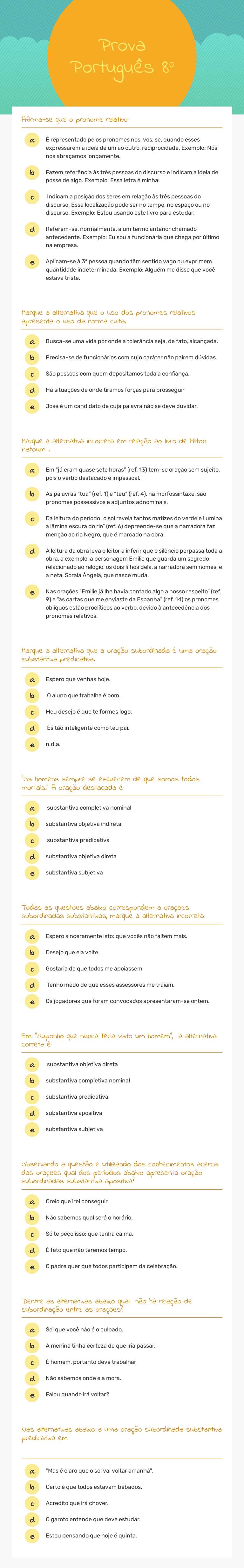 Prova
Português 8° worksheet preview image