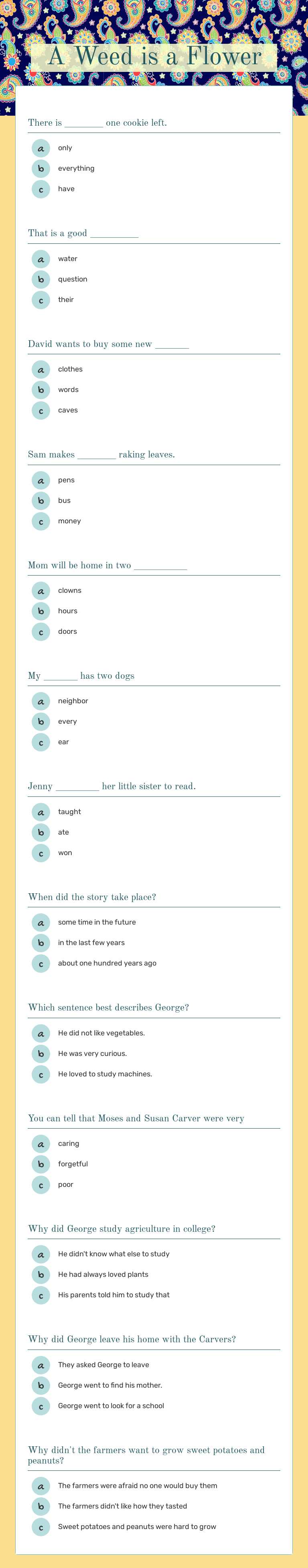 A Weed is a Flower worksheet preview image