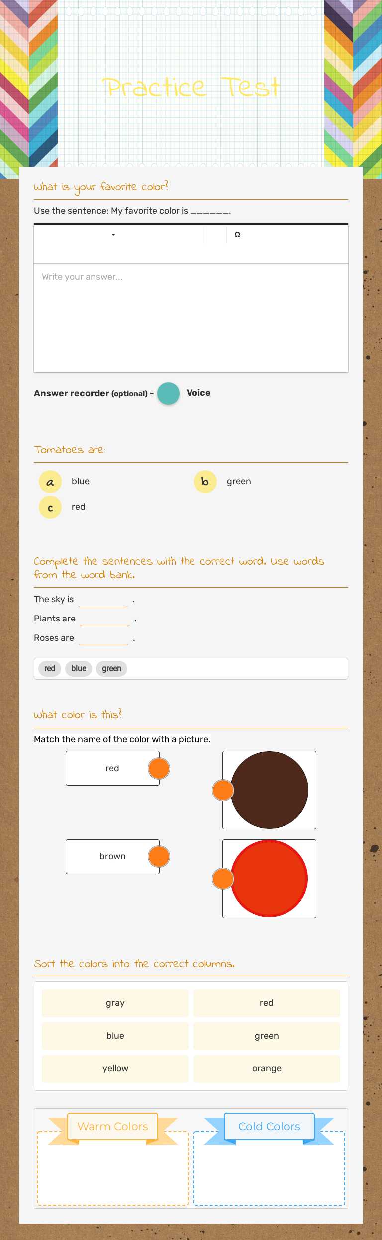 Practice Test worksheet preview image