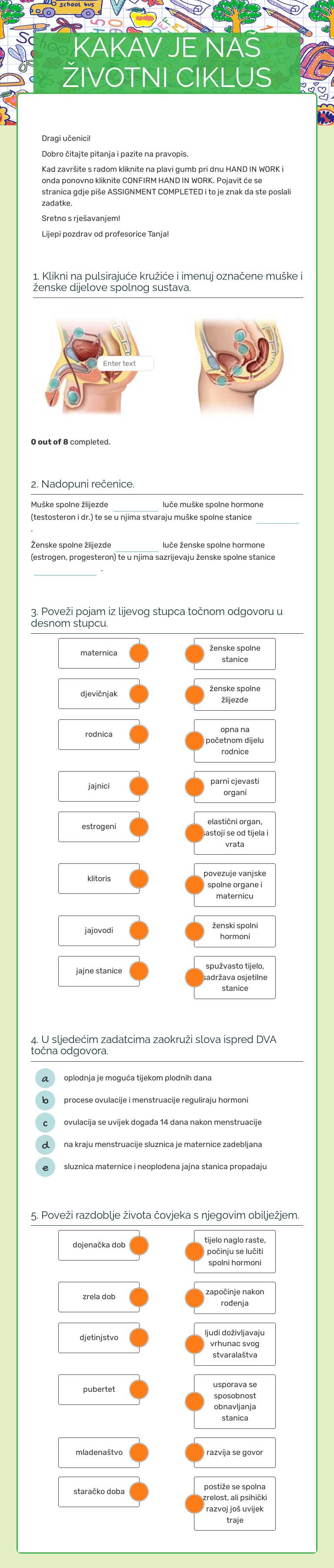 KAKAV JE NAŠ ŽIVOTNI CIKLUS worksheet preview image