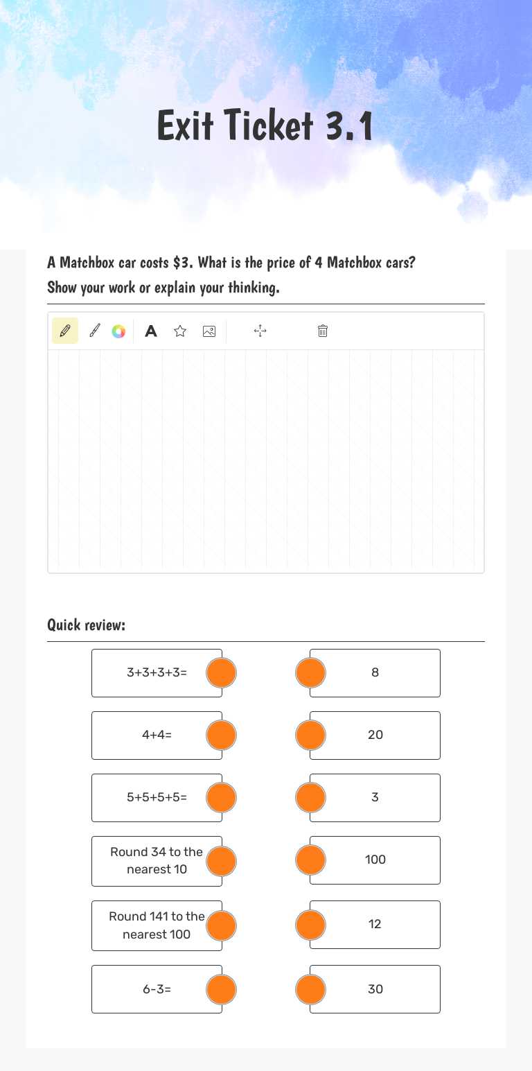 Exit Ticket 3.1 worksheet preview image