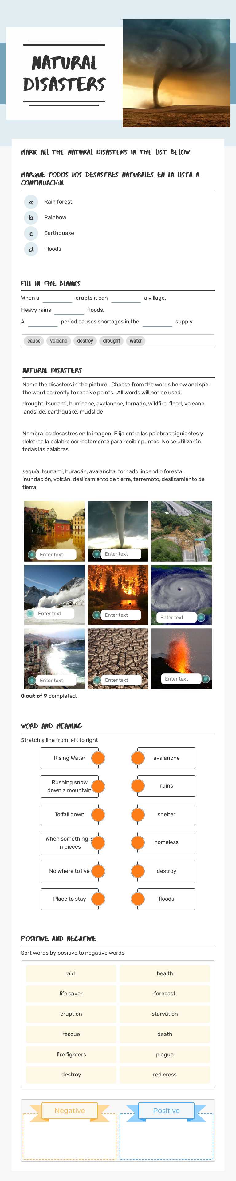 Natural disasters Grade 6 worksheet preview