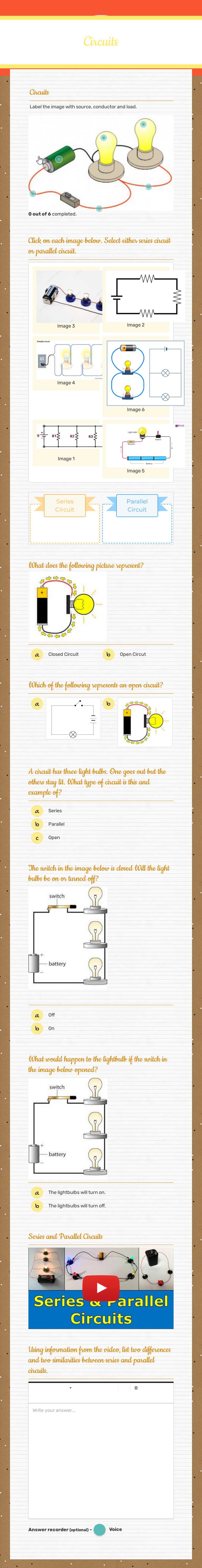 Circuits worksheet preview image