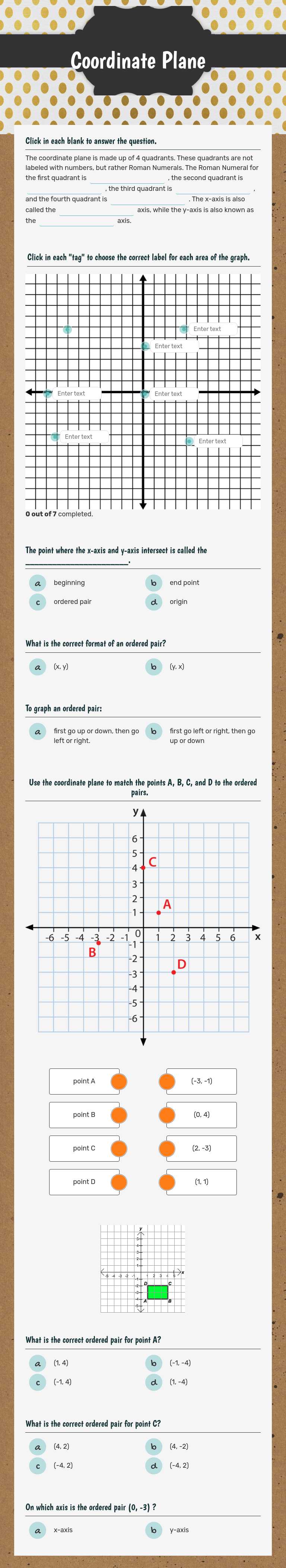 Coordinate Plane worksheet preview image