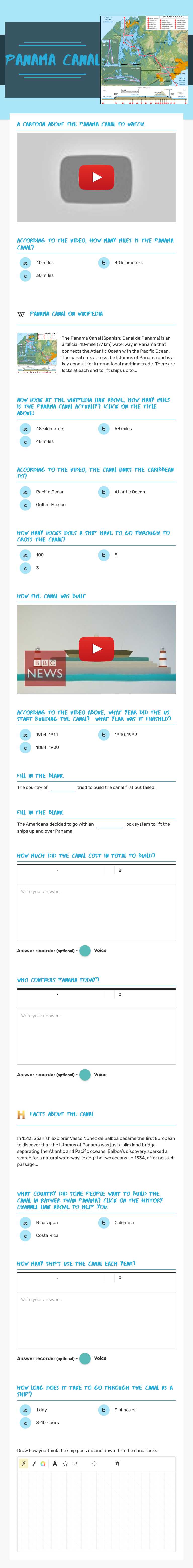 Panama Canal worksheet preview image