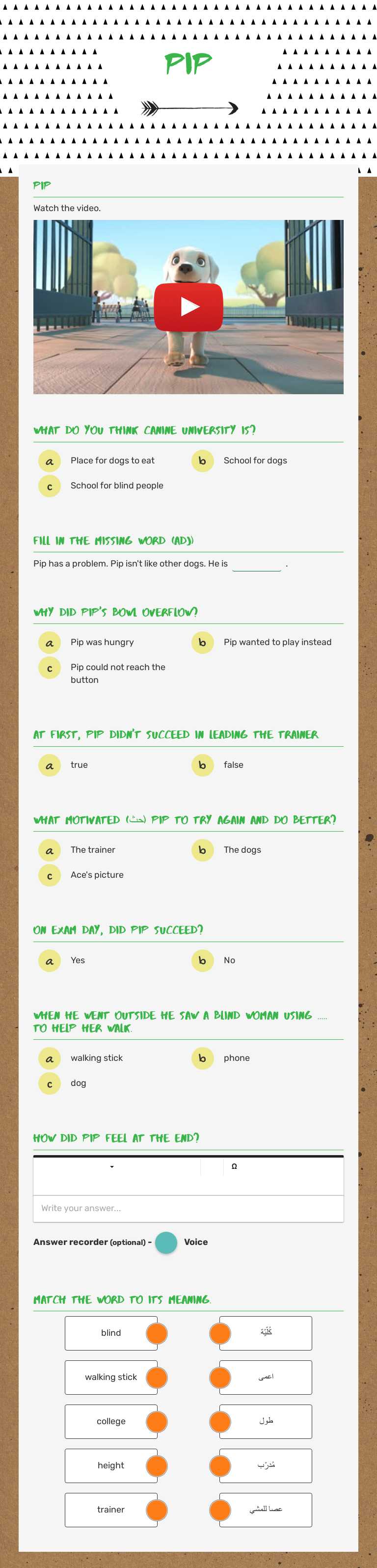 pip worksheet preview image