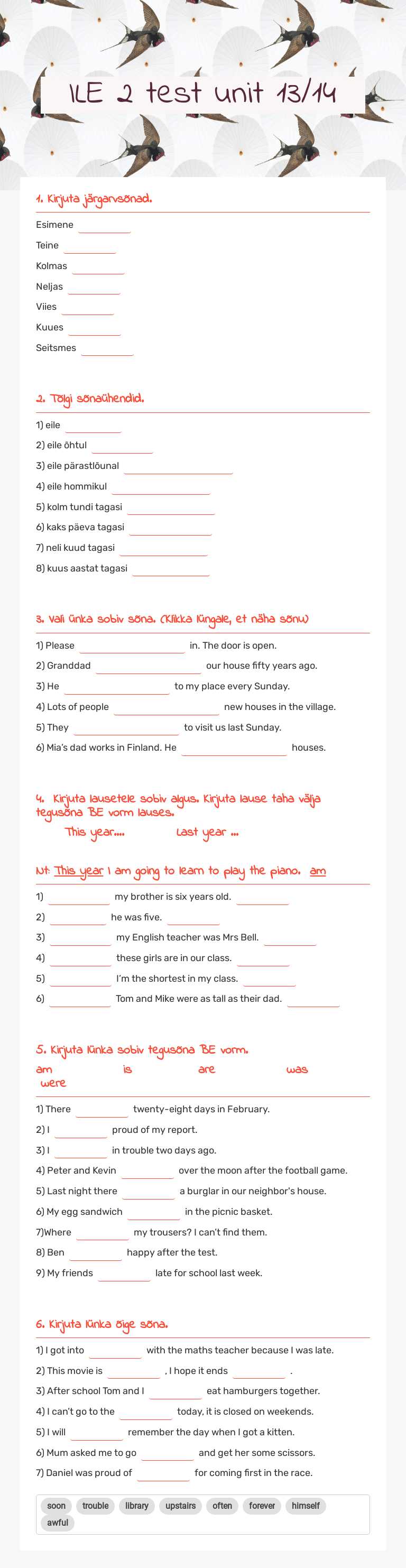 I Love English 2 Unit 13/14 worksheet preview image