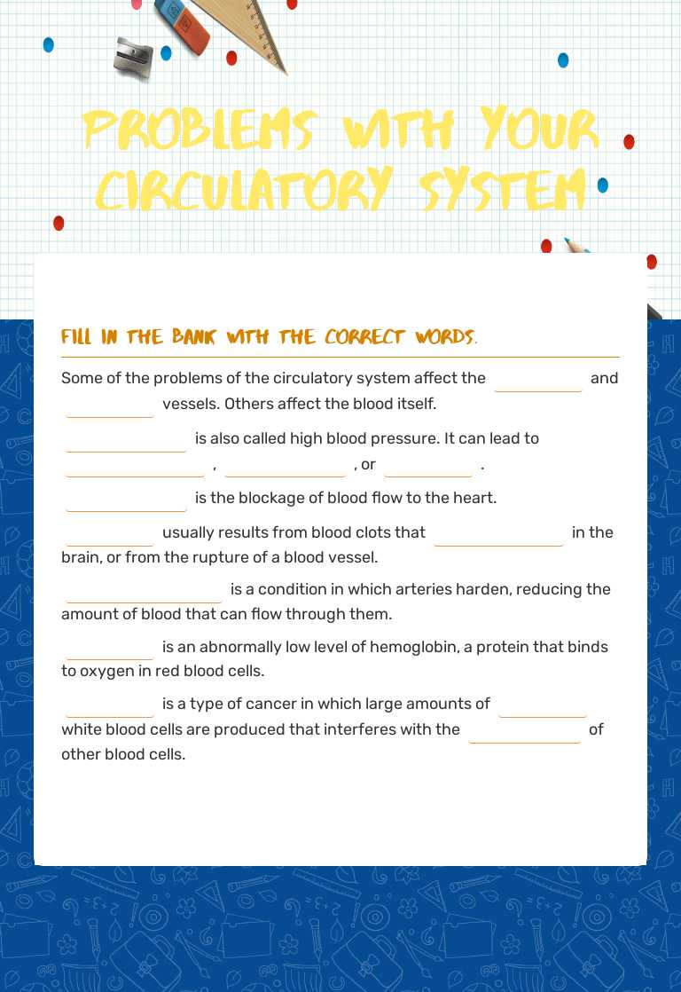 Problems with your Circulatory System Grade 6 worksheet preview