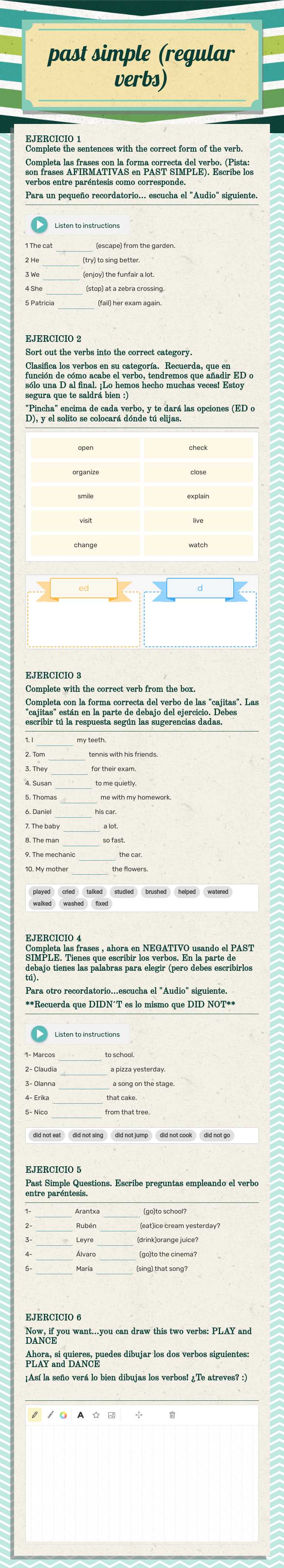 past simple 
(regular verbs) worksheet preview image