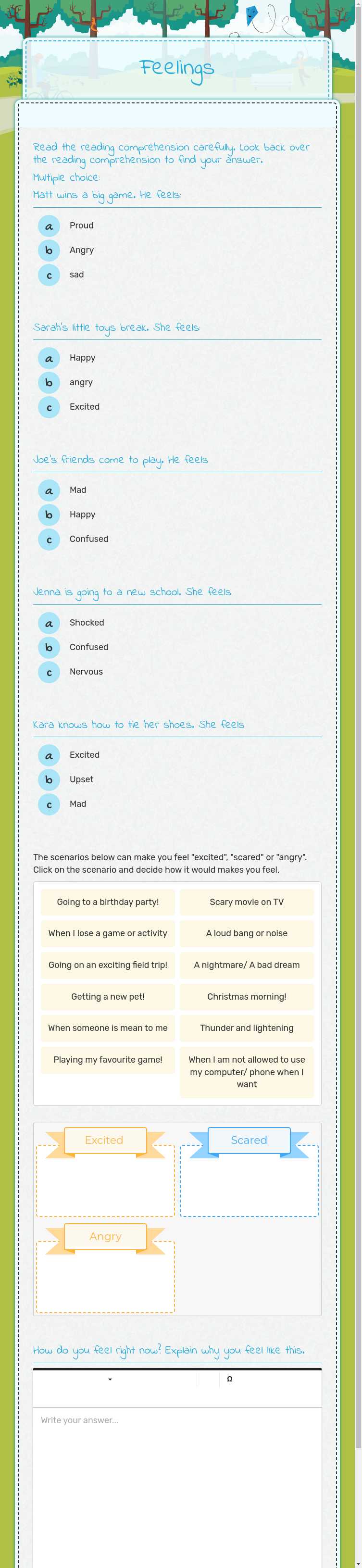 Feelings worksheet preview image