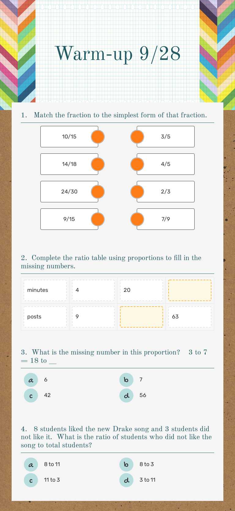 Warm-up 9/28 worksheet preview image