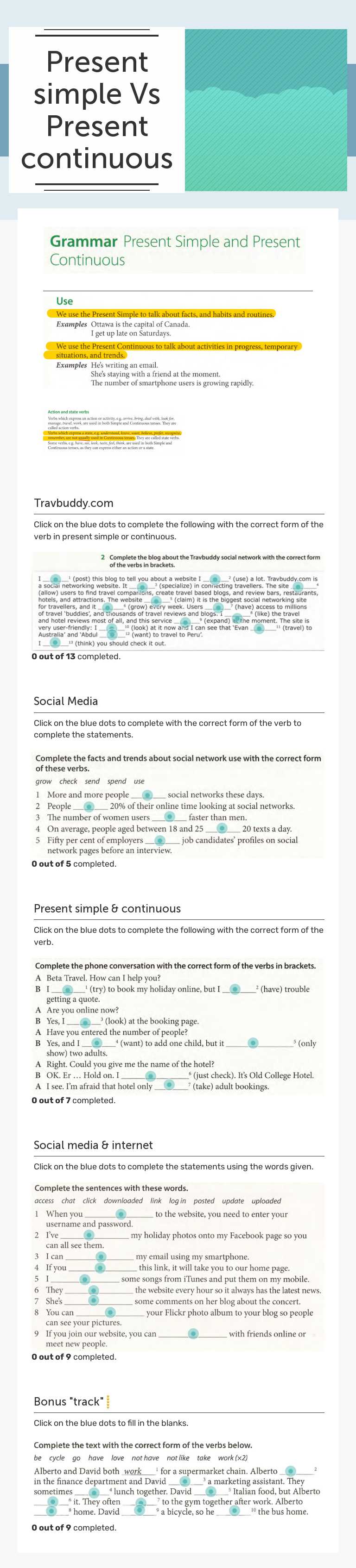 Present simple Vs Present continuous worksheet preview image