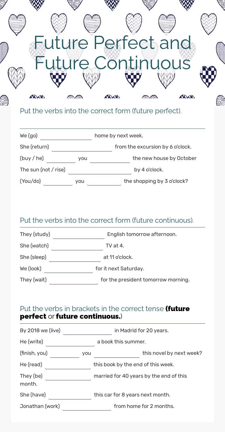 Future Perfect and Future Continuous by Romana Zelda | Interactive ...