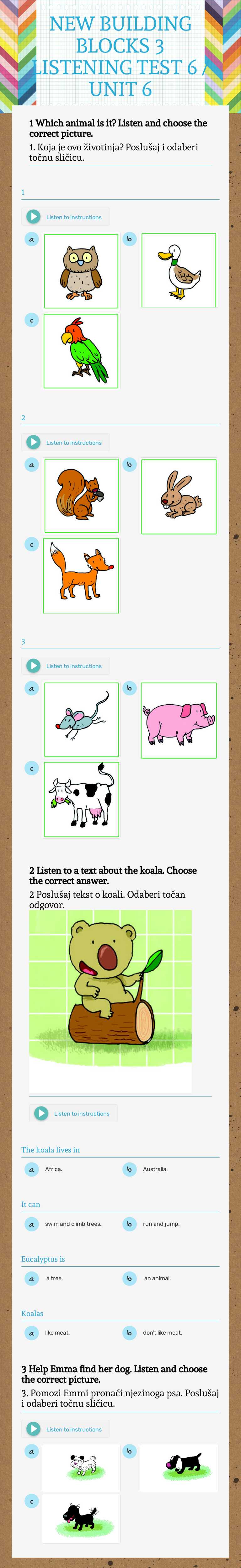 NEW BUILDING BLOCKS 3
LISTENING TEST 6 / UNIT 6 worksheet preview image