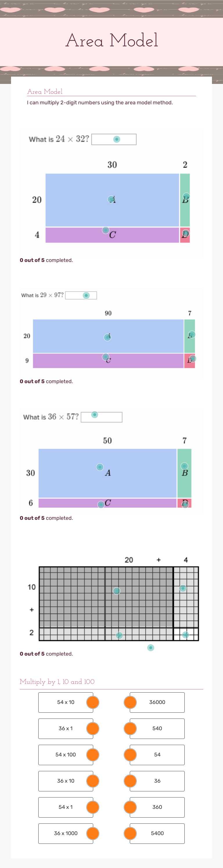 Area Model worksheet preview image