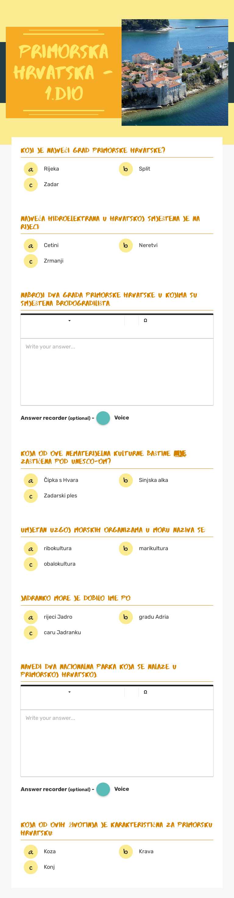 Primorska hrvatska - 1.dio worksheet preview image