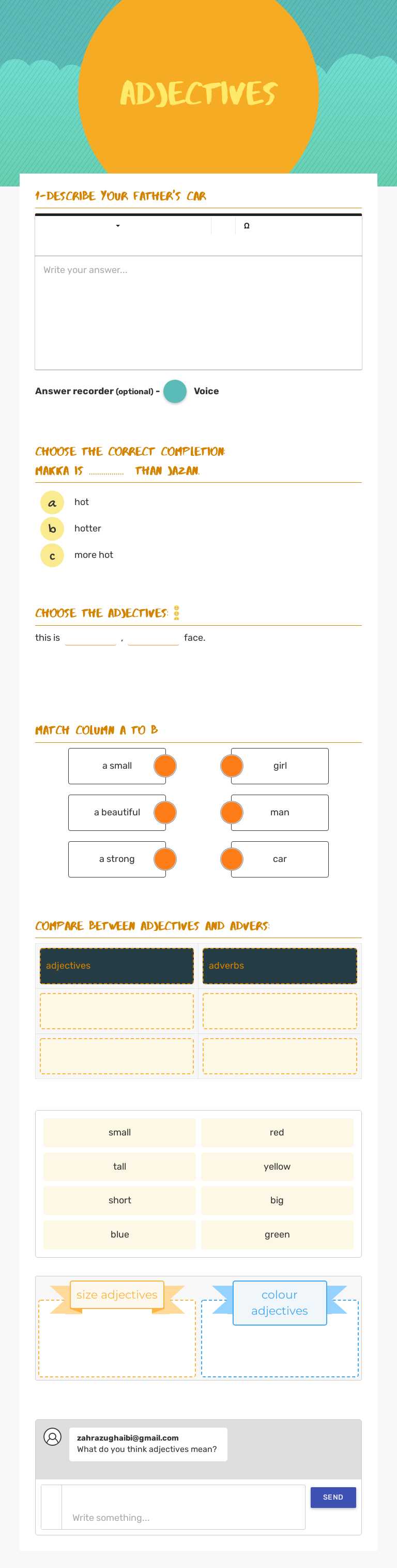 ADJECTIVES worksheet preview image