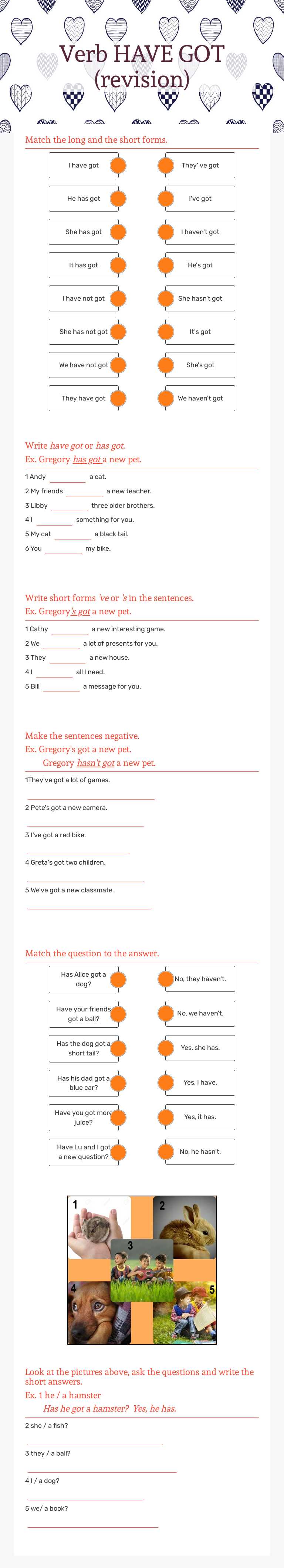 Verb HAVE GOT (revision) worksheet preview image