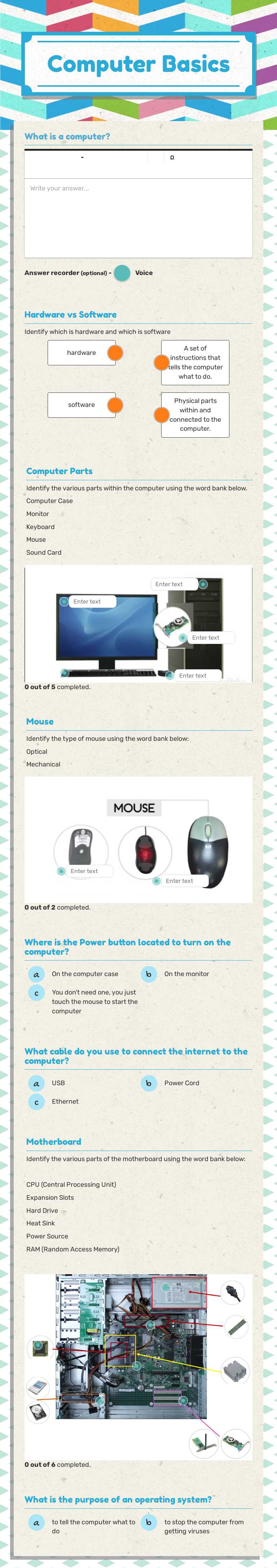 Computer  Basics Other worksheet preview