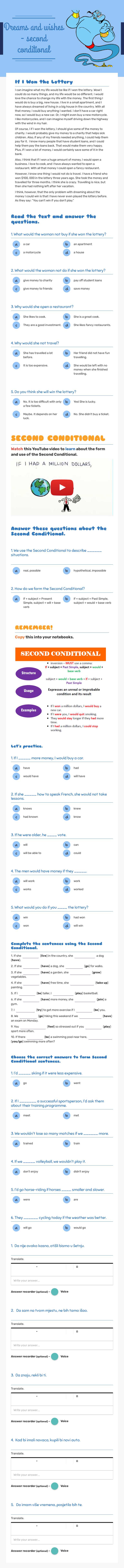 Dreams and wishes - second conditional worksheet preview image